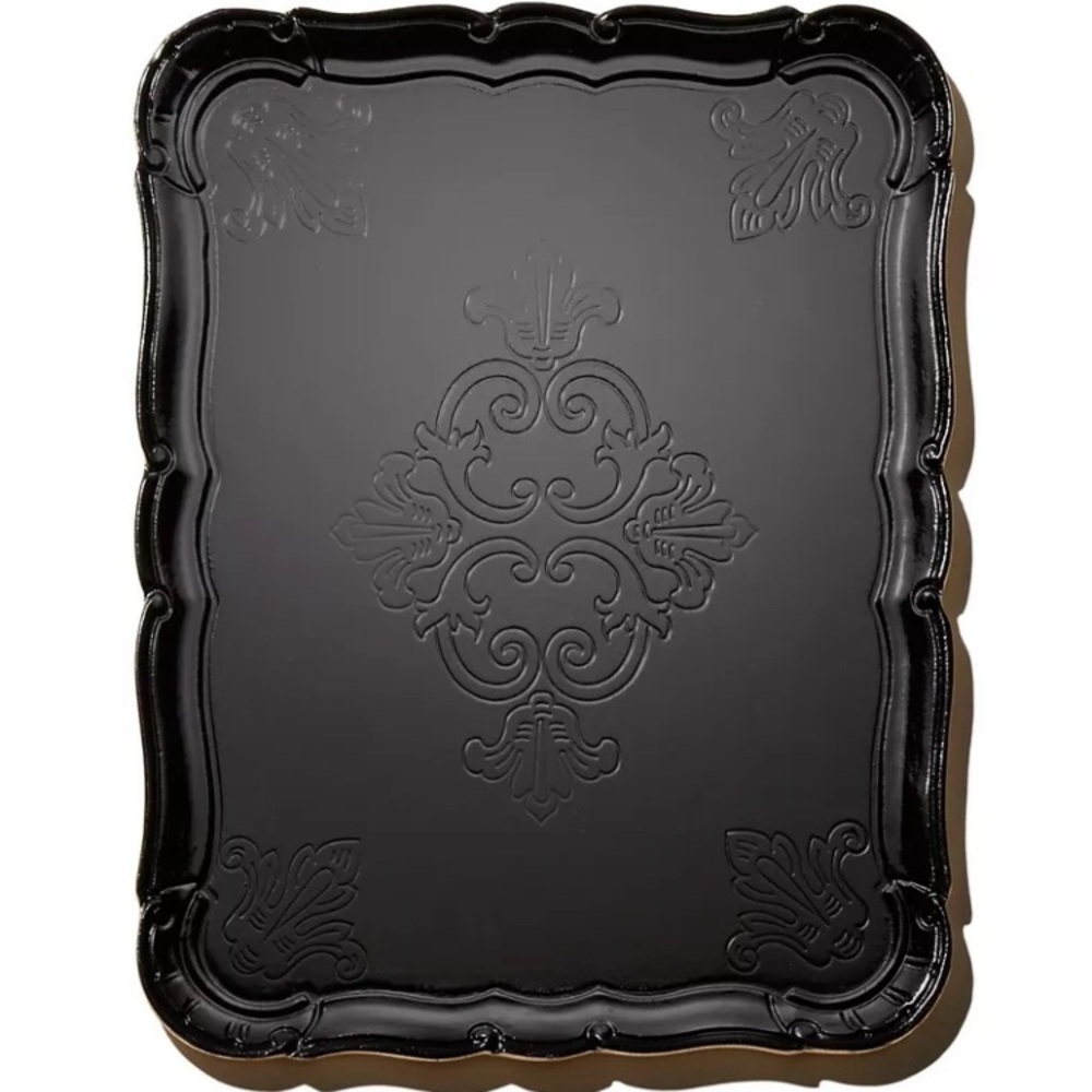 R+D. Lab Sara tray black gold wooden made in Italy hand‎ made modern glam